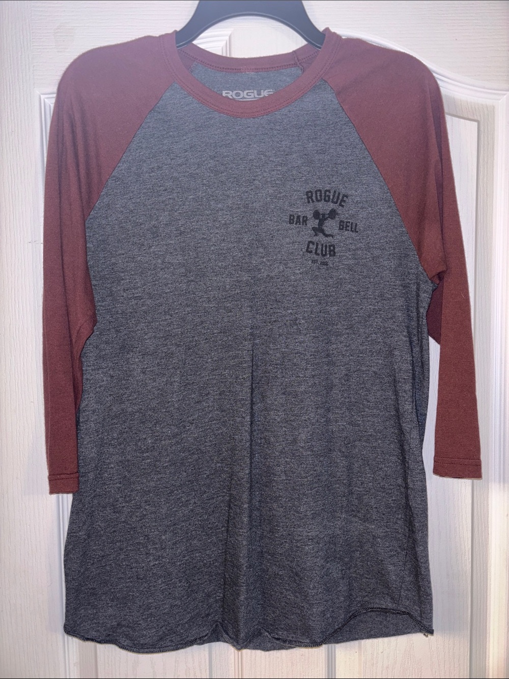 Rogue Men's 3/4 Sleeve Shirt - Gray Body with Maroon Sleeves